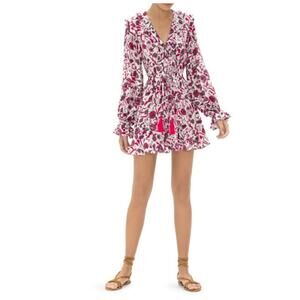 Alexis Kosma Ruffled Floral-print  Mini Dress Size Small Tassels